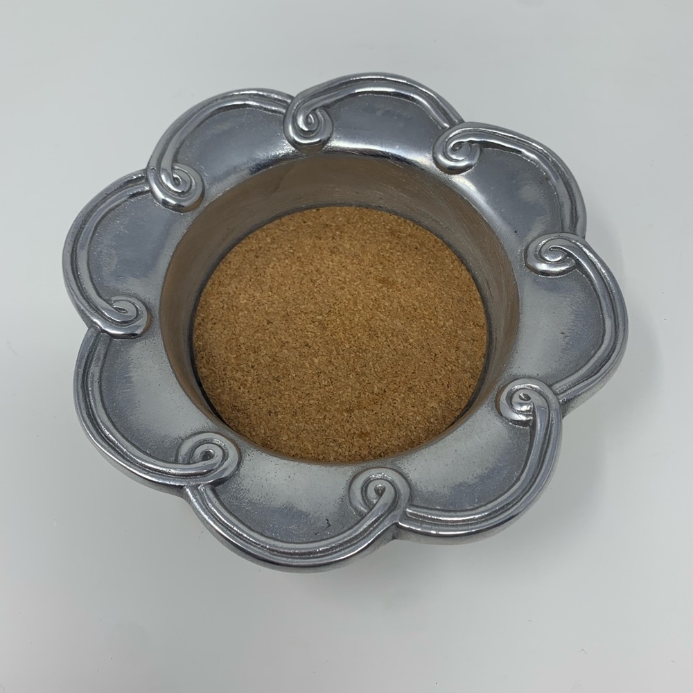 Vintage RARE Laura Ashley Silver Plated Wine Coaster Holder Cork Bottom
